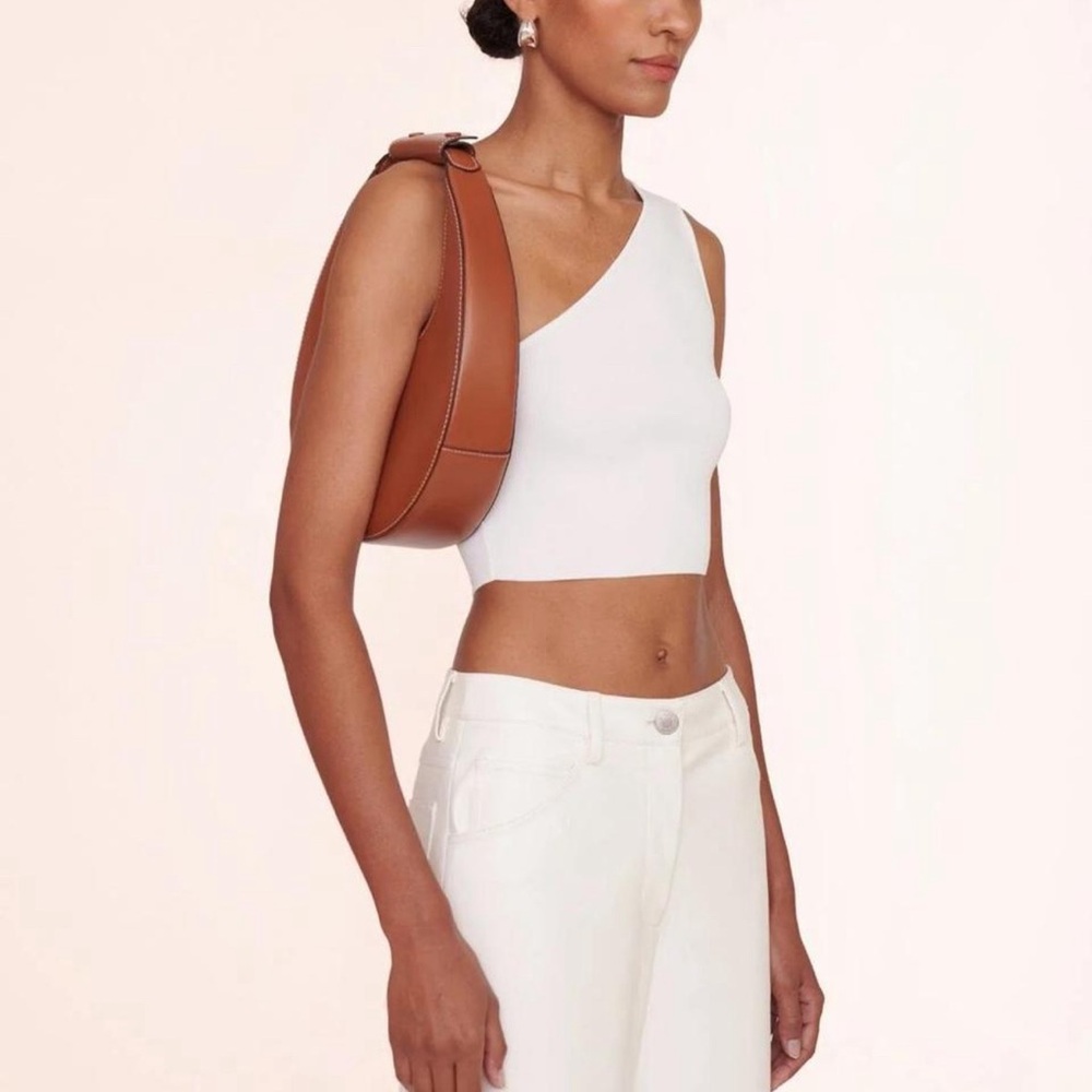 STAUD White Asymmetrical Crop Tank Top